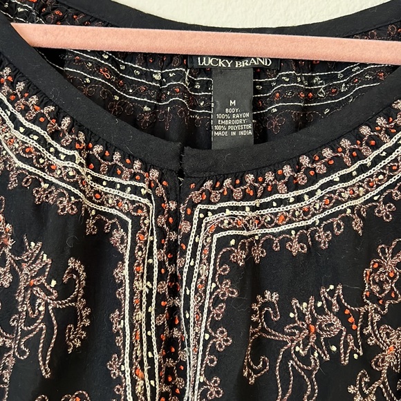 Lucky Brand black and stitched blouse - Picture 3 of 6